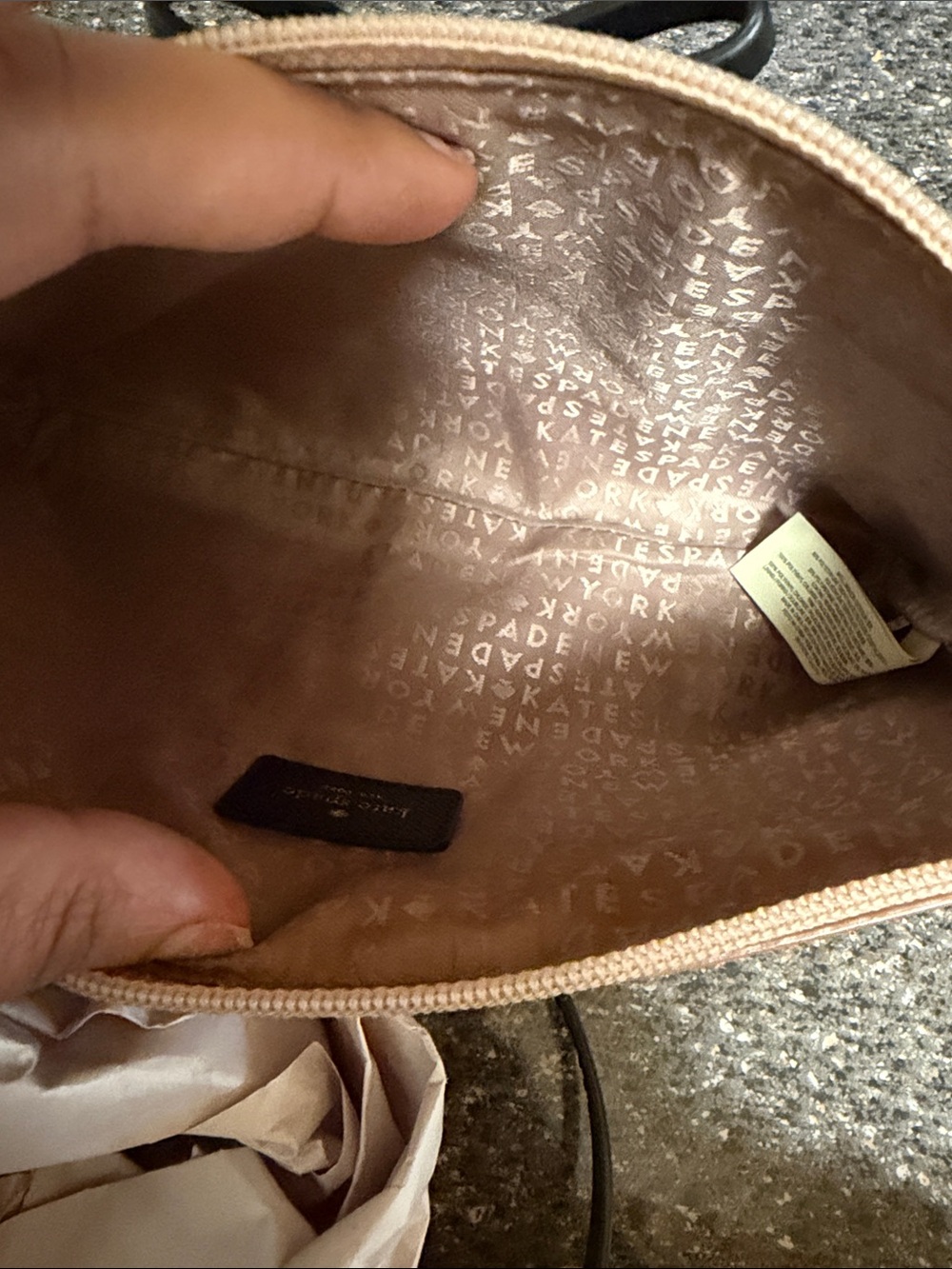 kate spade rose gold coated glitter crossbody and matching pouch - Picture 11 of 11